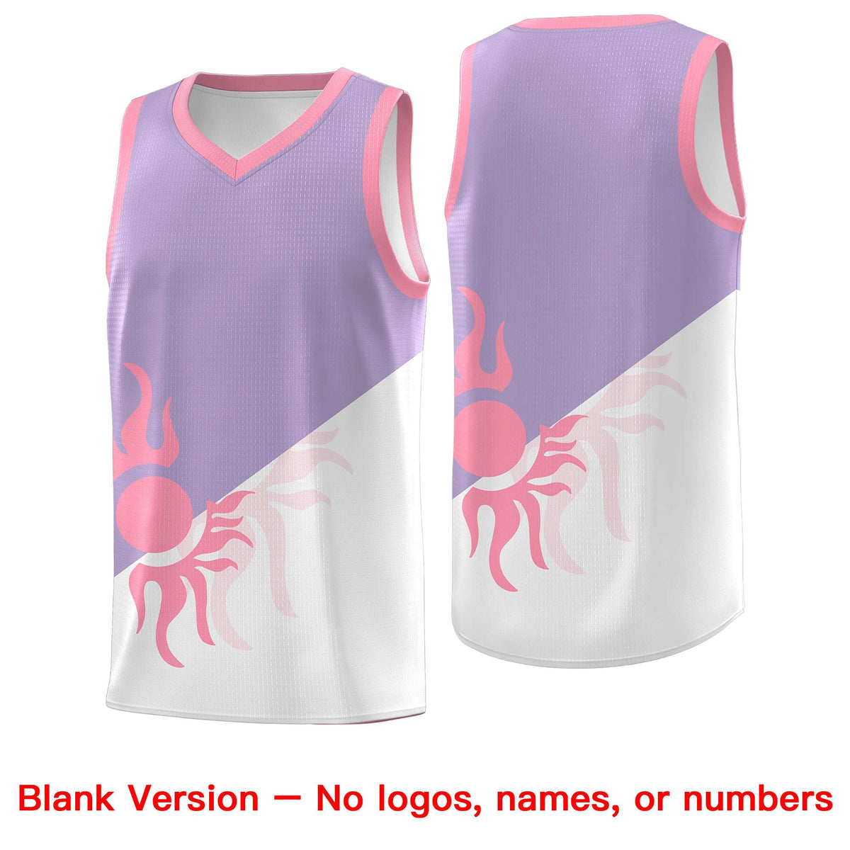 Custom Youth Basketball Jerseys - Light Purple White Radiant Sun Design Two Tone Uniforms