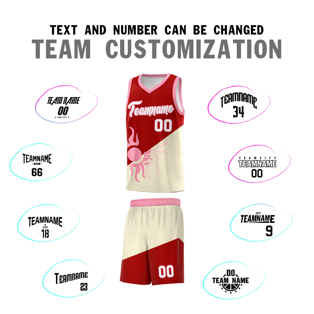 Custom Youth Basketball Jerseys - Red Light Khaki  Radiant Sun Design Two Tone Uniforms