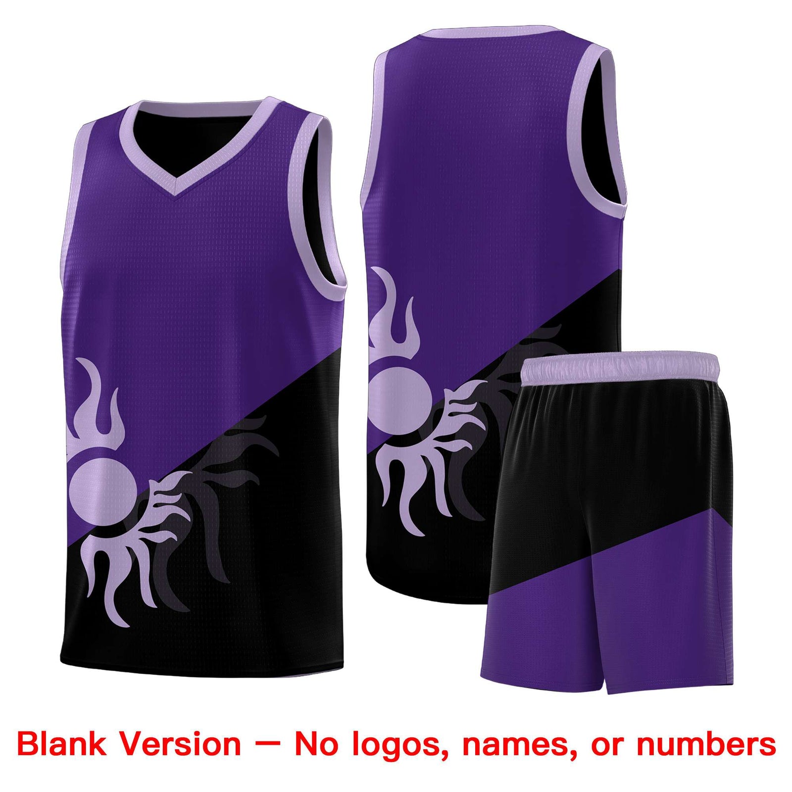 Custom Youth Basketball Jerseys - Purple Black Sunburst Design Two Tone Uniforms