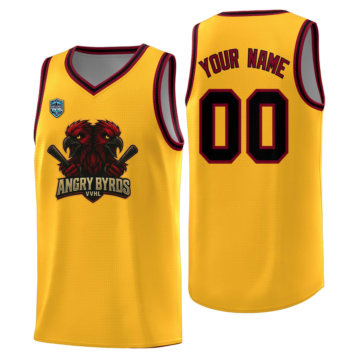 VVHL Yellow S7-Angry-Byrds-1 Tops Basketball Jersey