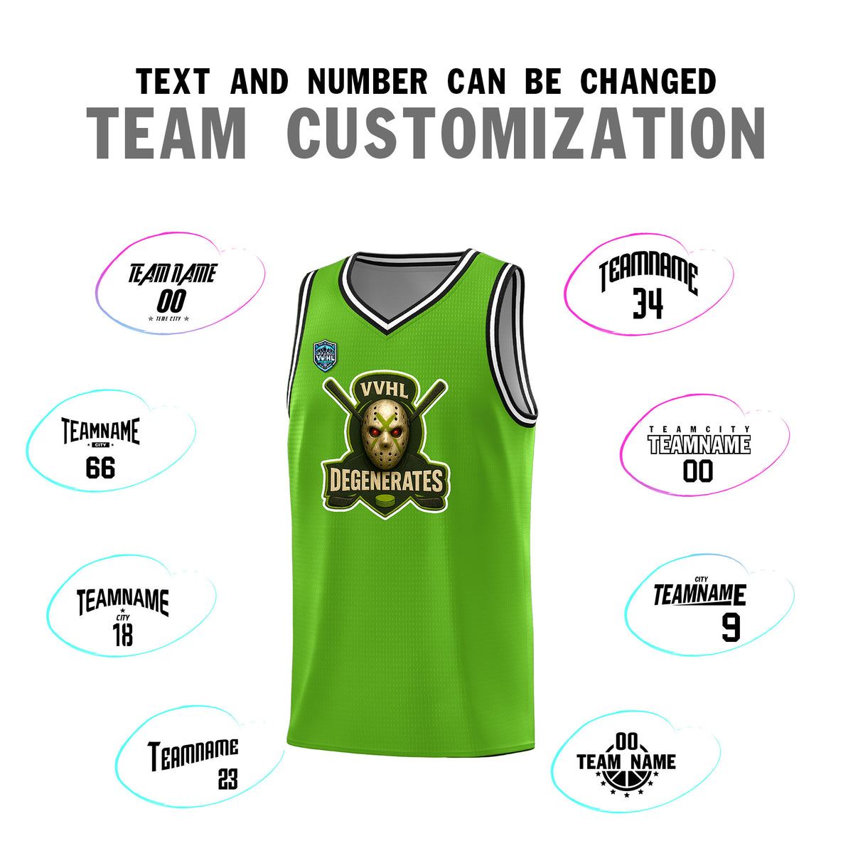 VVHL Green S7-Degenerates Tops Basketball Jersey
