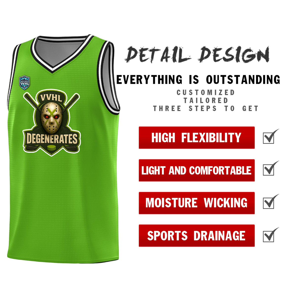 VVHL Green S7-Degenerates Tops Basketball Jersey