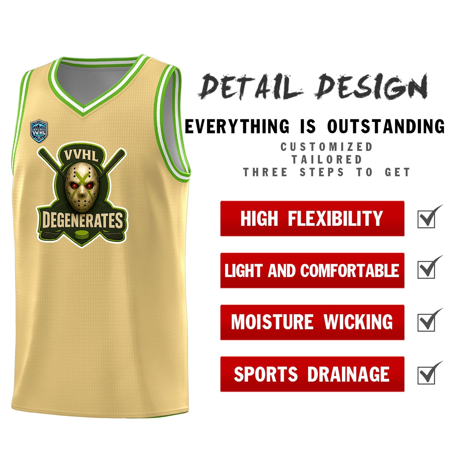 VVHL Khaki S7-Degenerates-1 Tops Basketball Jersey