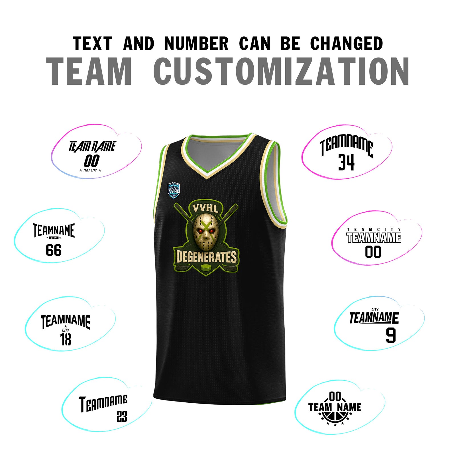 VVHL Black S7-Degenerates-2 Tops Basketball Jersey