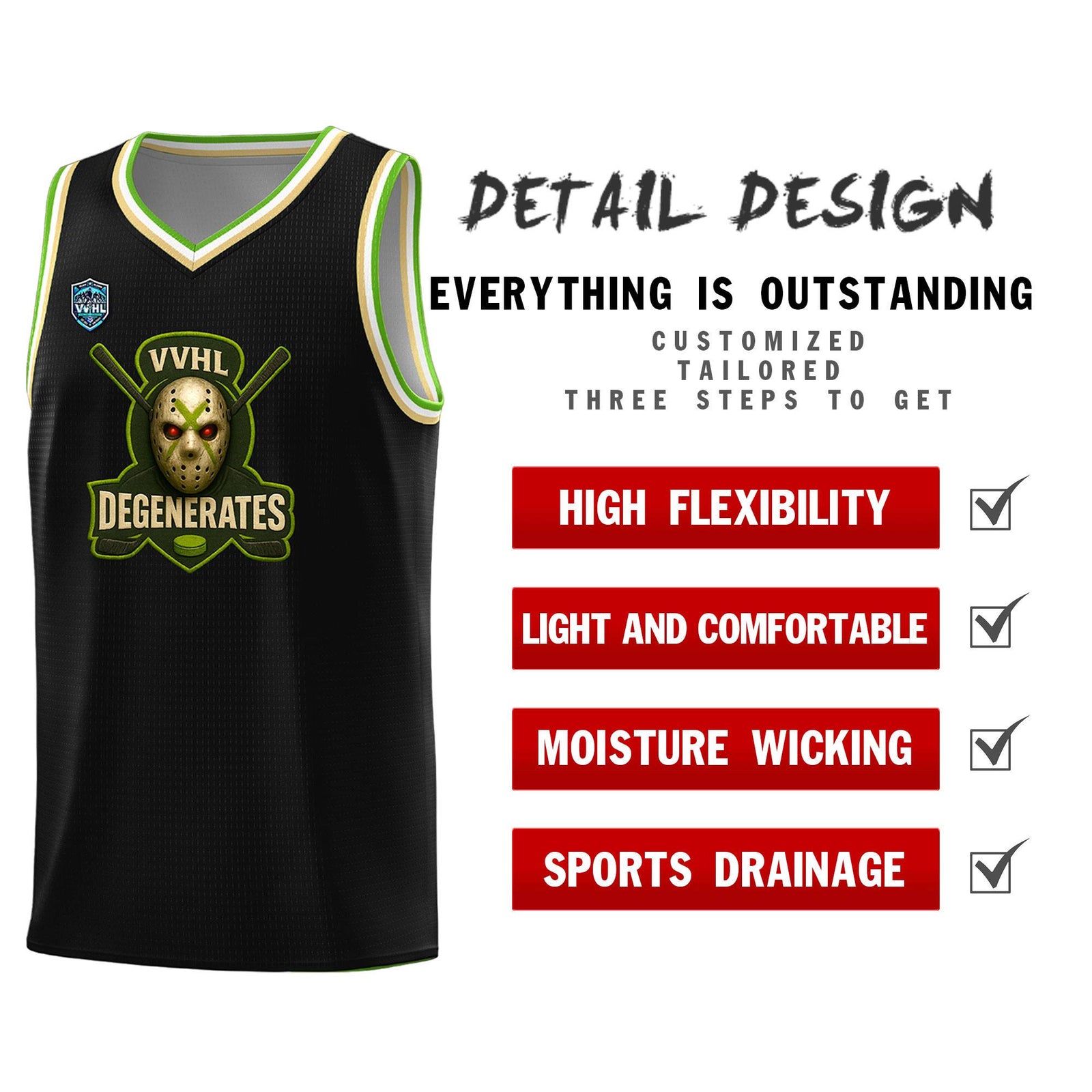 VVHL Black S7-Degenerates-2 Tops Basketball Jersey