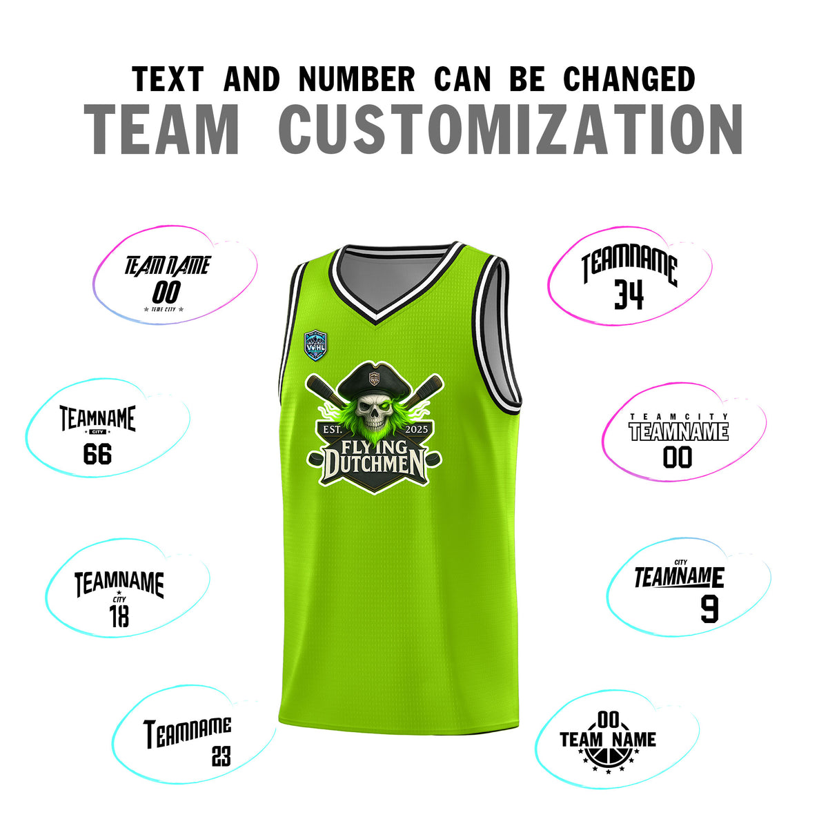 VVHL Neon Green S7-Flying-Dutchmen Tops Basketball Jersey