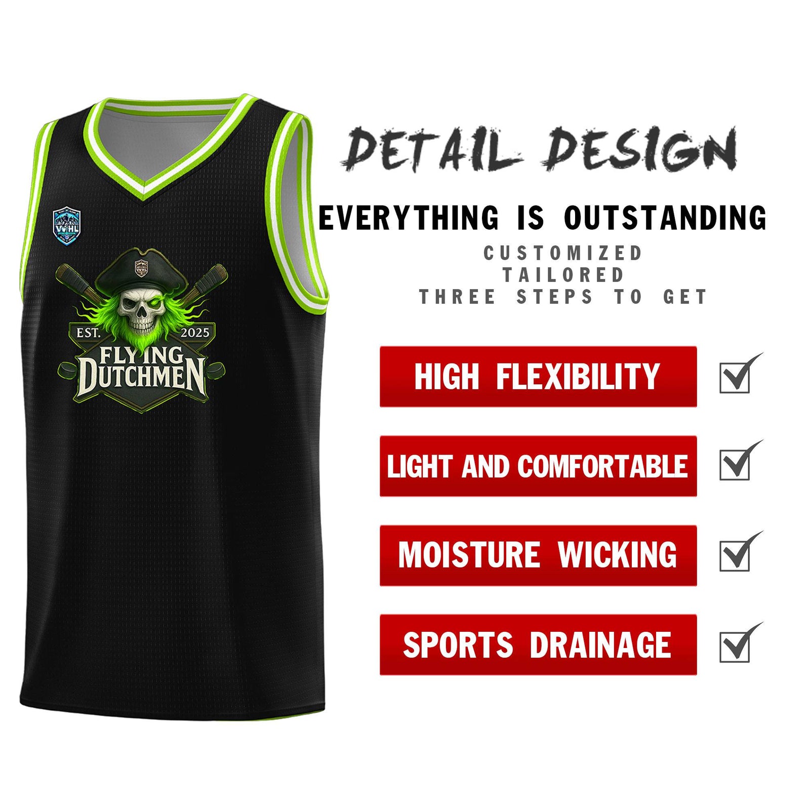 VVHL Black S7-flying-Dutchmen-1 Tops Basketball Jersey