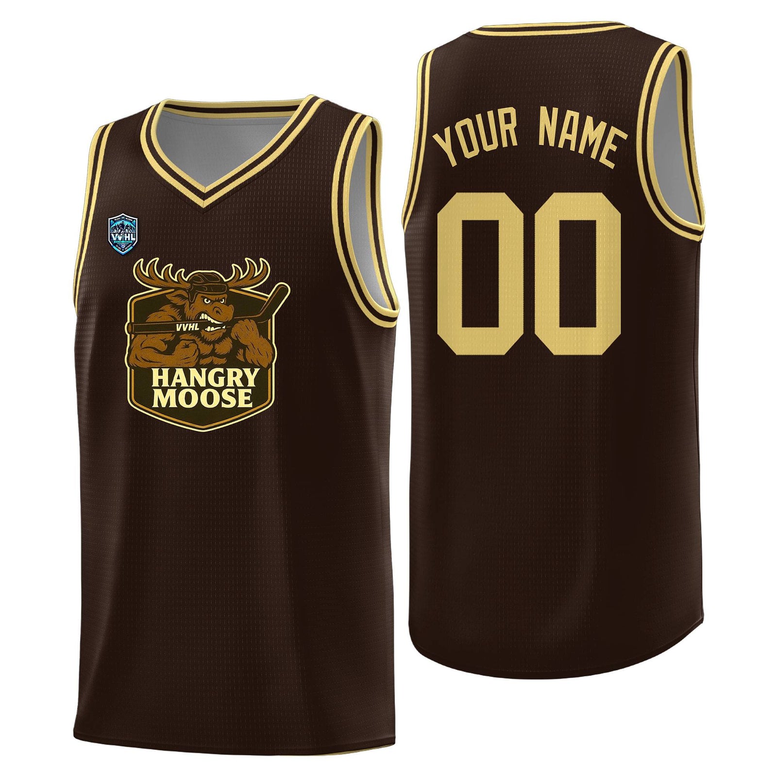 VVHL Brown S7-HANGRY-MOOSE-1 Tops Basketball Jersey