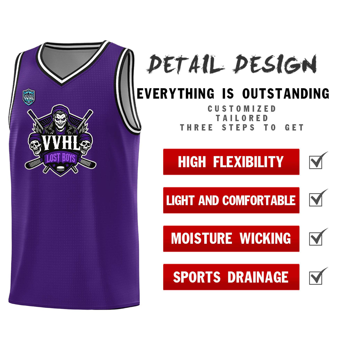 VVHL Purple S7-lost-boys Tops Basketball Jersey