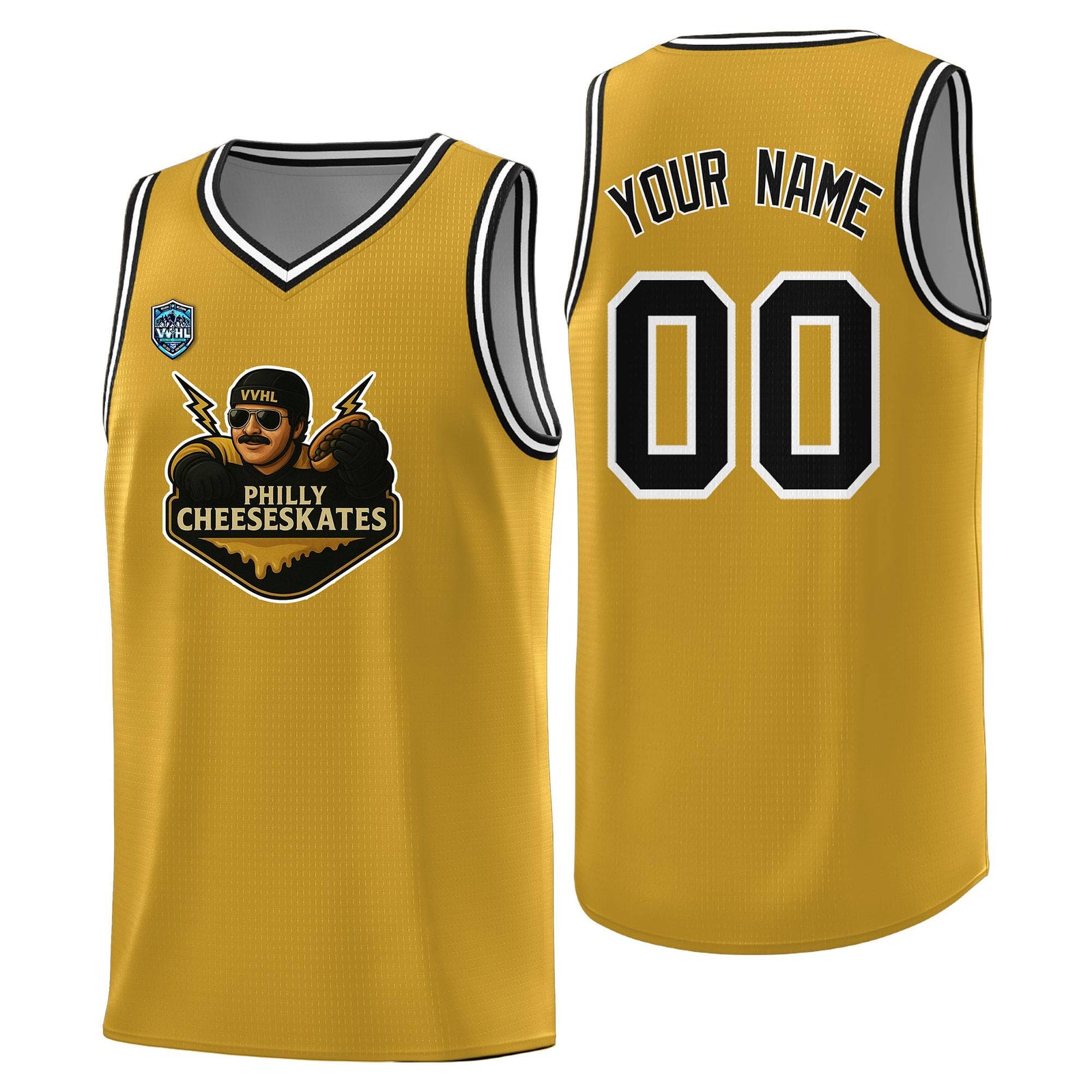 VVHL Old Gold S7-Philly-Cheeseskates Tops Basketball Jersey