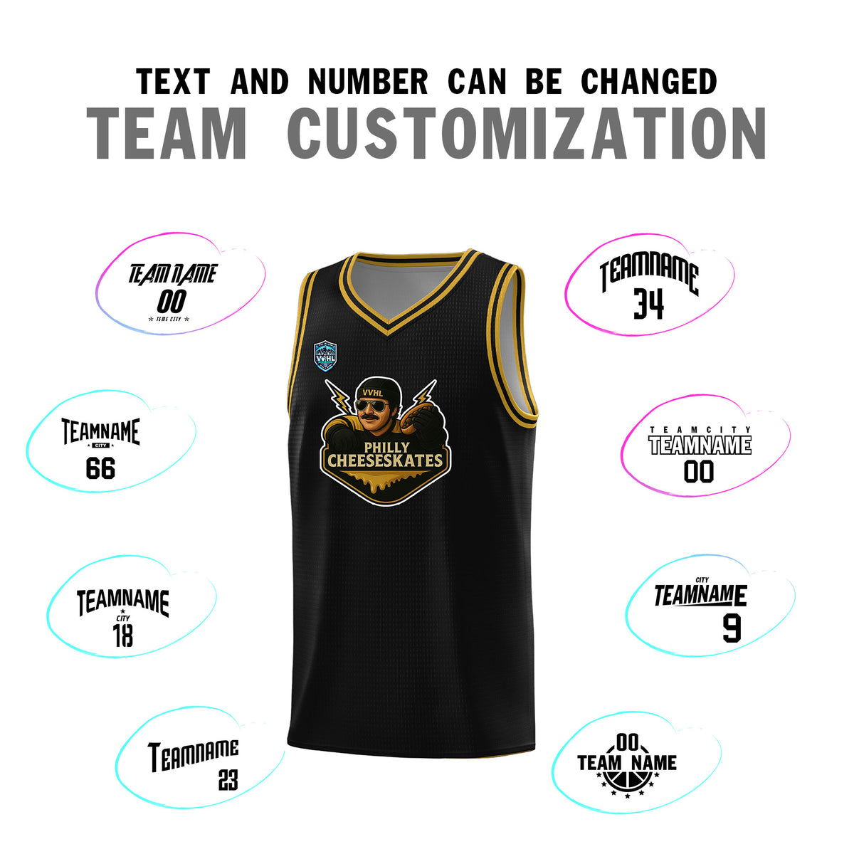 VVHL Black S7-Philly-Cheeseskates-1 Tops Basketball Jersey