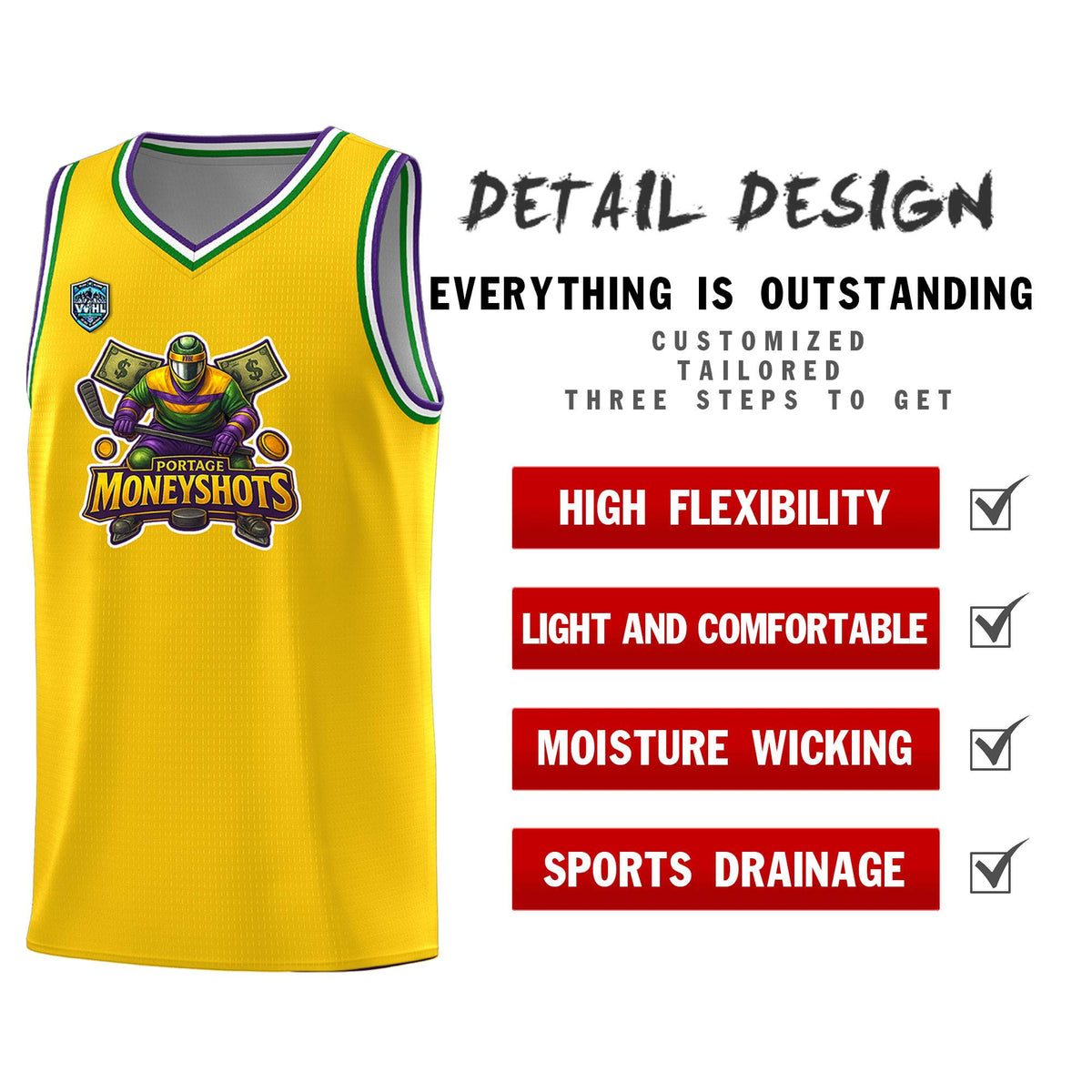 VVHL Gold S7-Portage-Moneyshots-1 Tops Basketball Jersey