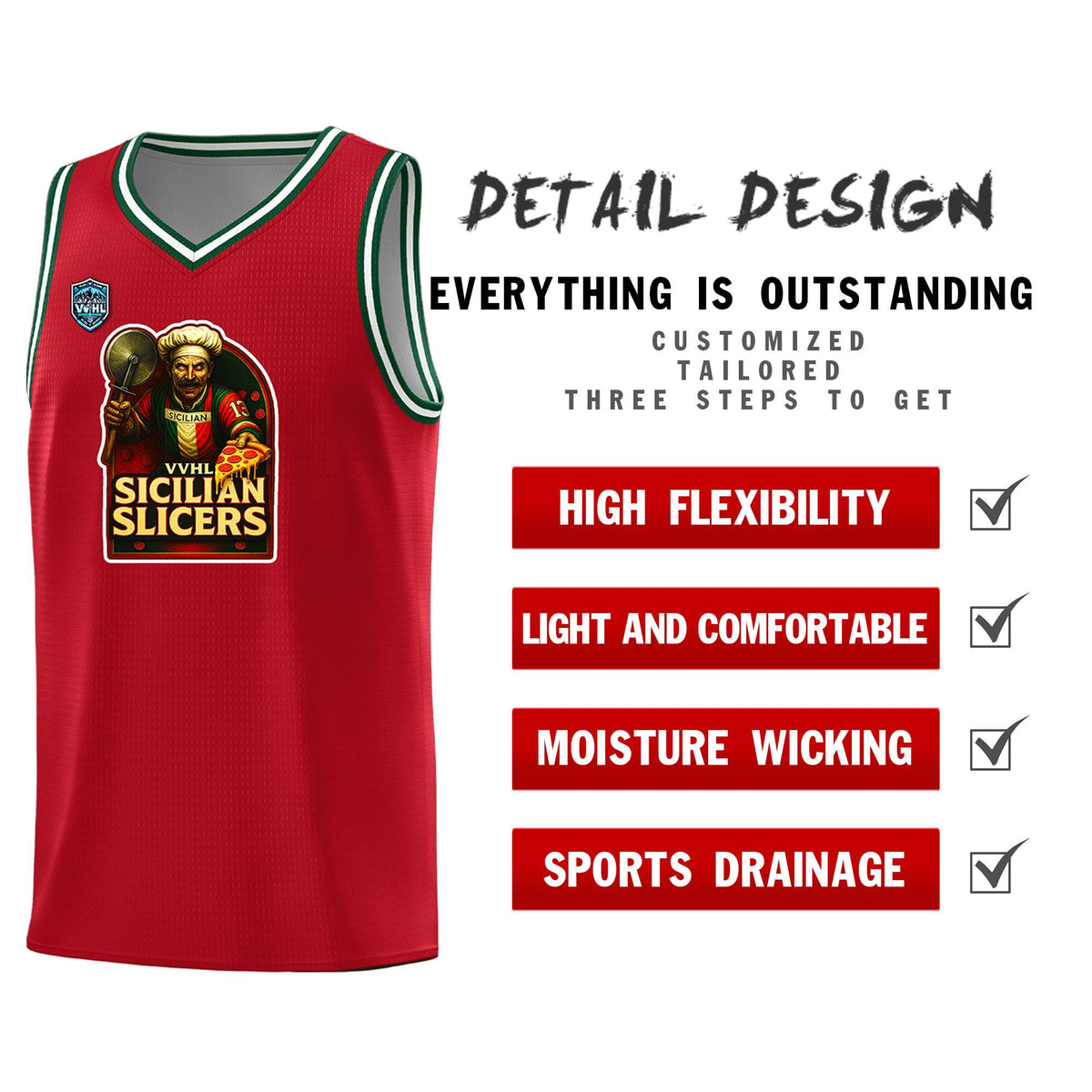 VVHL Red S7-Sicilian-Slicers Tops Basketball Jersey