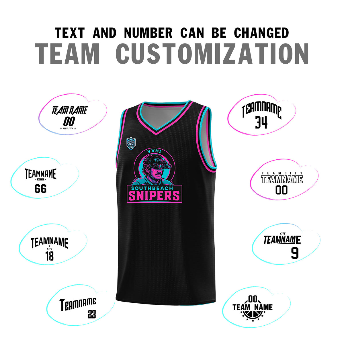 VVHL Black S7-Southbeach-snipers-2 Tops Basketball Jersey