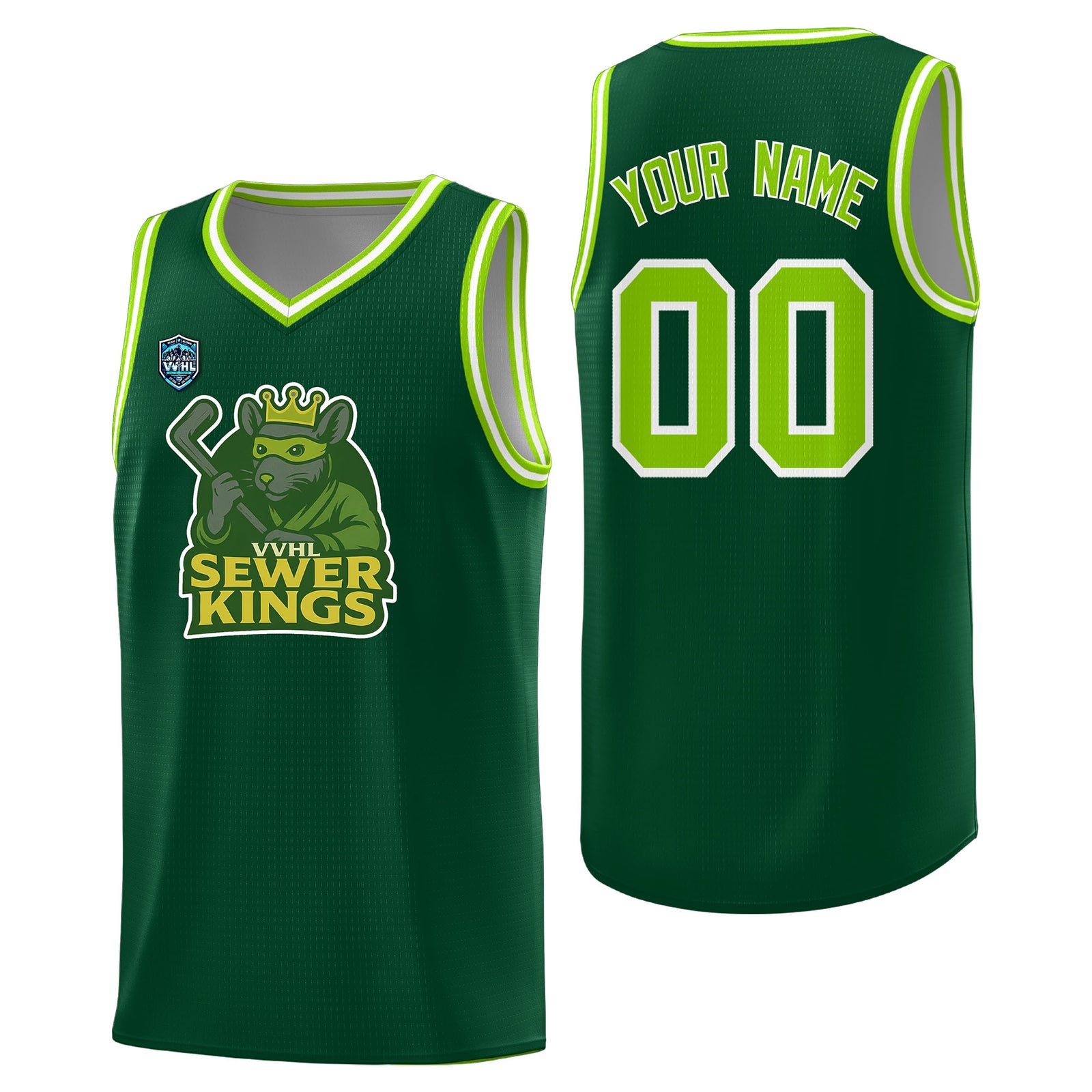 VVHL Green S7-Sewer-Kings-1 Tops Basketball Jersey