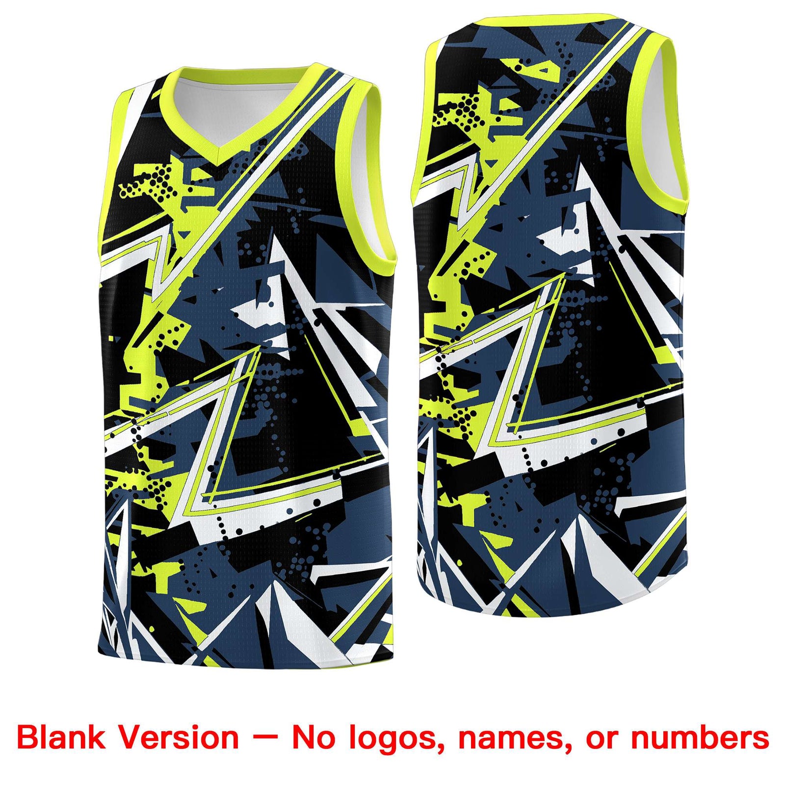 Custom Youth Basketball Jerseys Midnight Blue Fluorescent Green Abstract Graffiti Urban Style Personalized Uniform