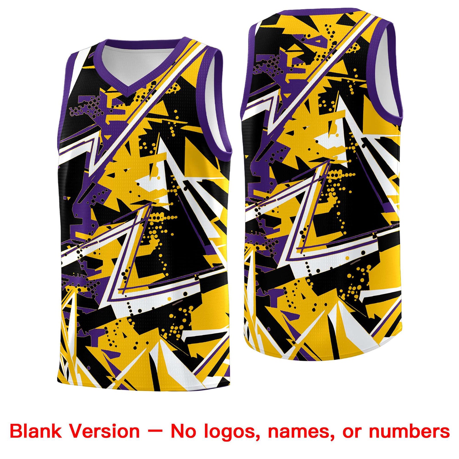 Custom Youth Basketball Jerseys Yellow Purple Abstract Graffiti Personalized Team Name & Number