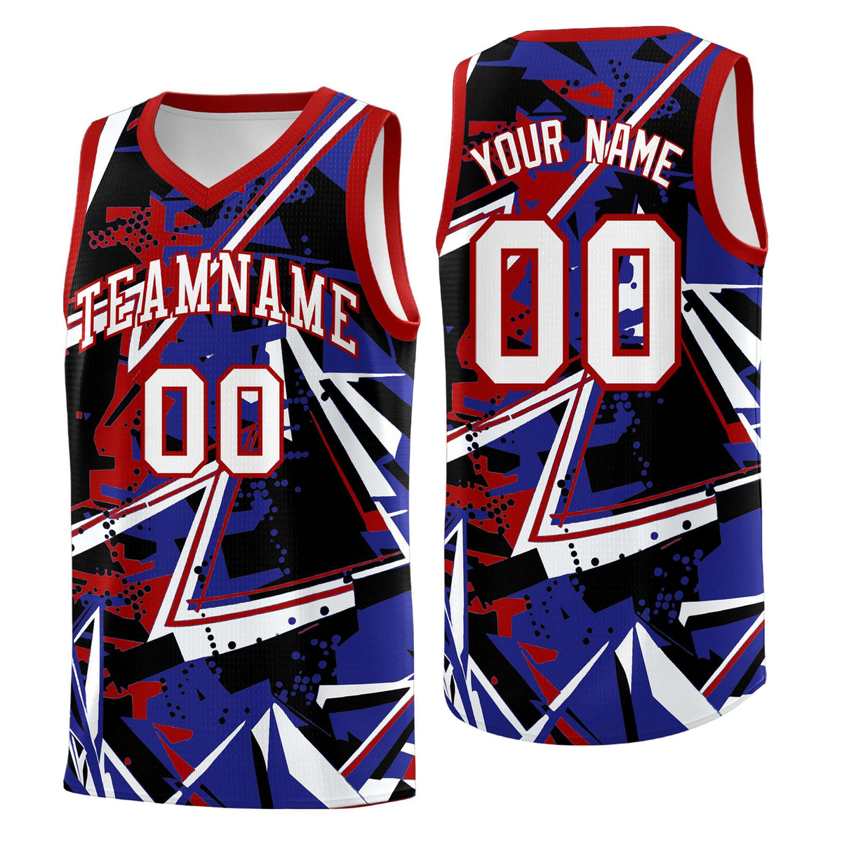 Custom Youth Basketball Jerseys Royal Red Abstract Graffiti Urban Style Personalized Uniform