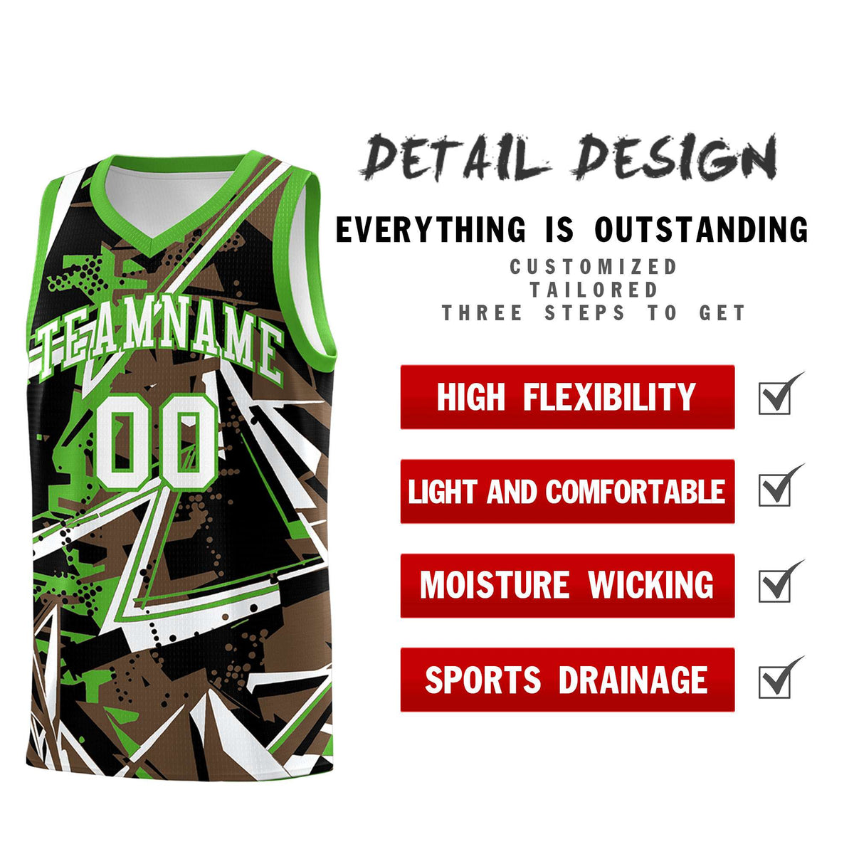 Custom Youth Basketball Jerseys Light Brown Light Green Abstract Graffiti Personalized Street Style Uniform