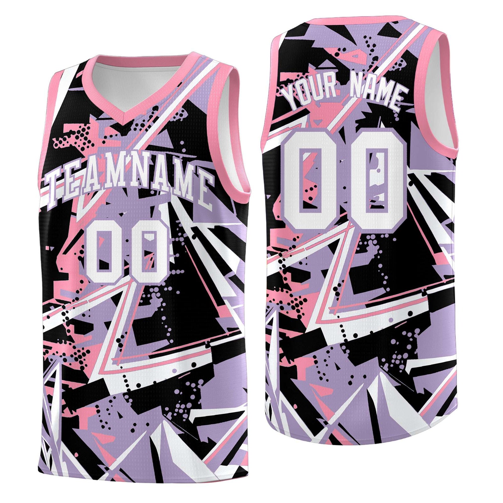 Custom Youth Basketball Jerseys Light Purple Pink Abstract Graffiti Personalized Team Name & Number