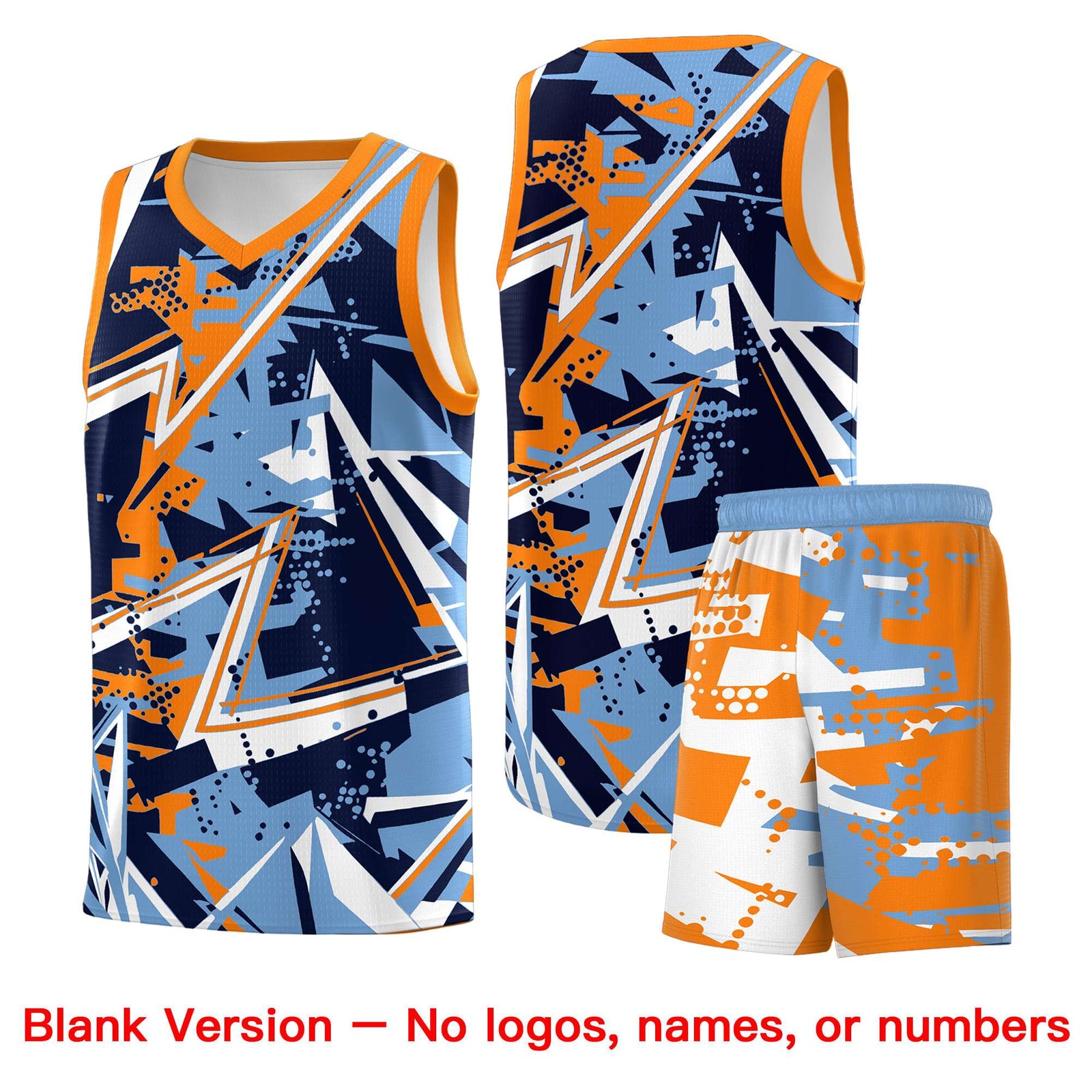 Custom Youth Basketball Jerseys Powder Blue Orange Abstract Graffiti Personalized Team Name & Number