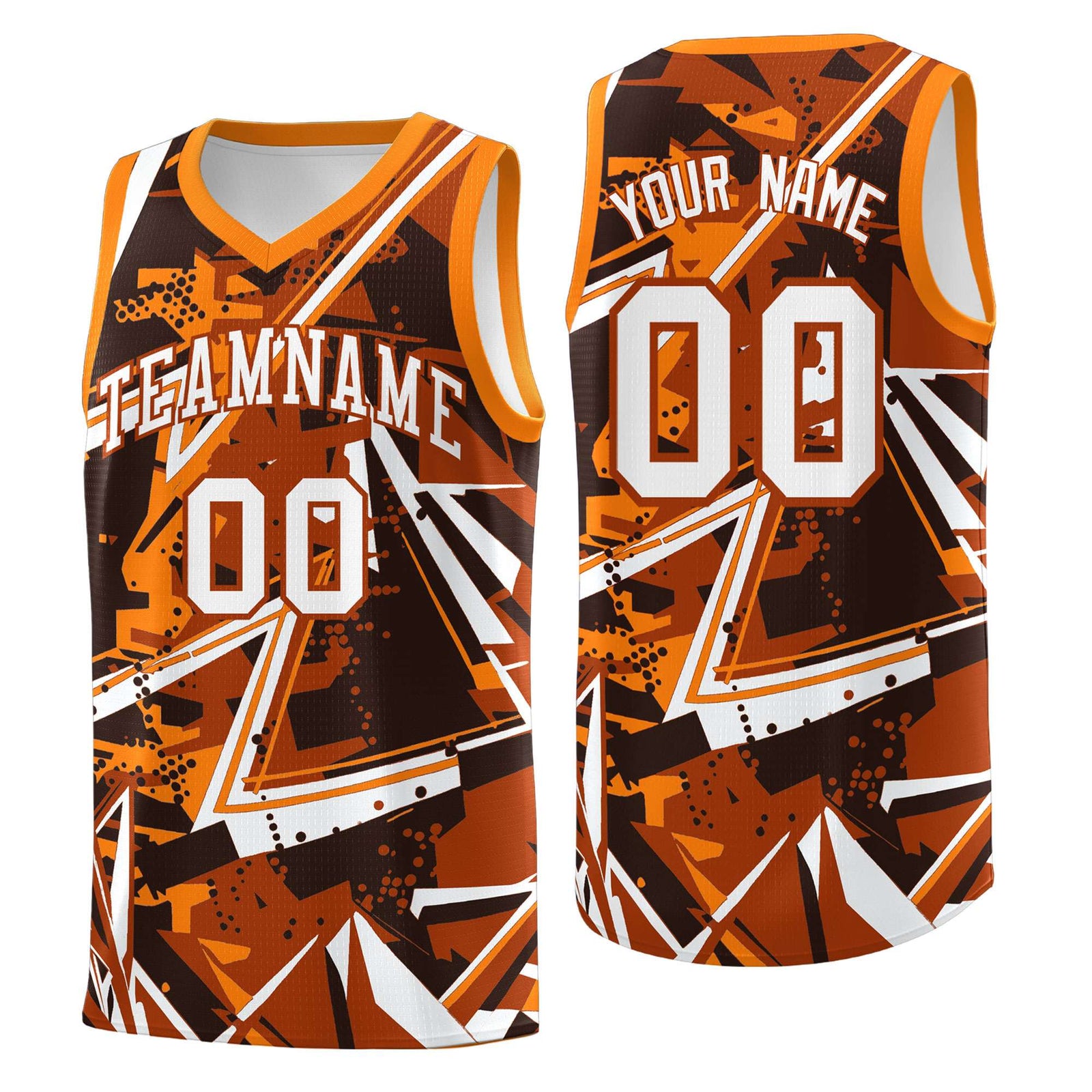 Custom Youth Basketball Jerseys Dark Orange Orange Abstract Graffiti Personalized Street Style Uniform