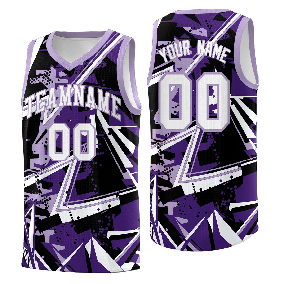 Custom Youth Basketball Jerseys Purple Light Purple Abstract Graffiti Urban Style Personalized Uniform