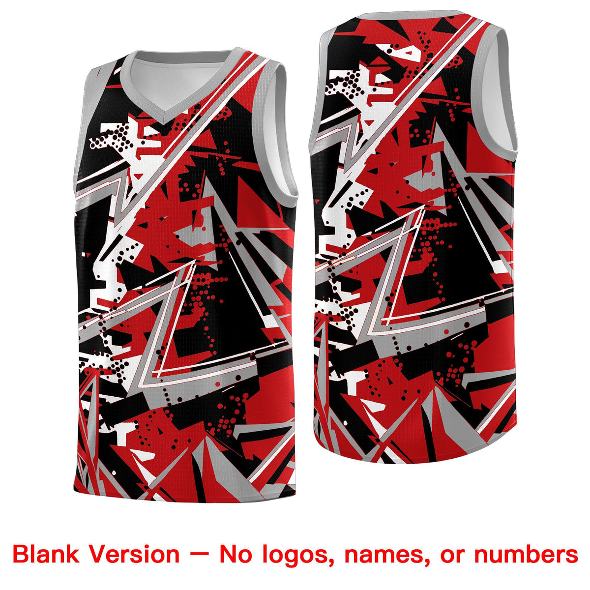 Custom Youth Basketball Jerseys Red Gray Abstract Graffiti Personalized Team Name & Number