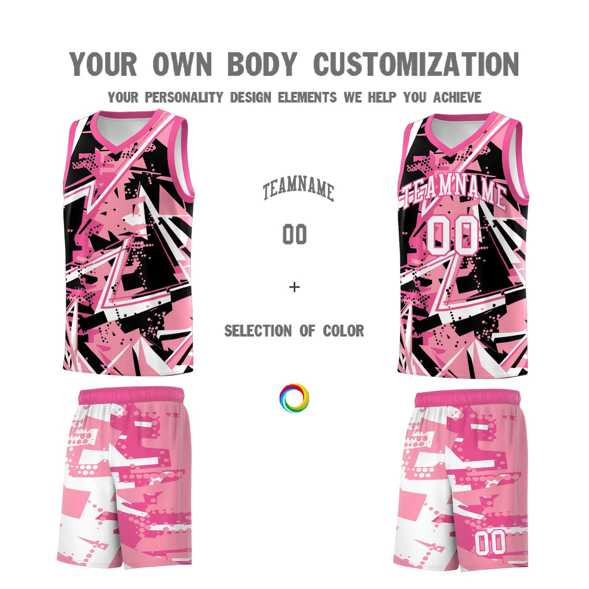Custom Youth Basketball Jerseys Light Pink Rose Red Abstract Graffiti Personalized Team Name & Number