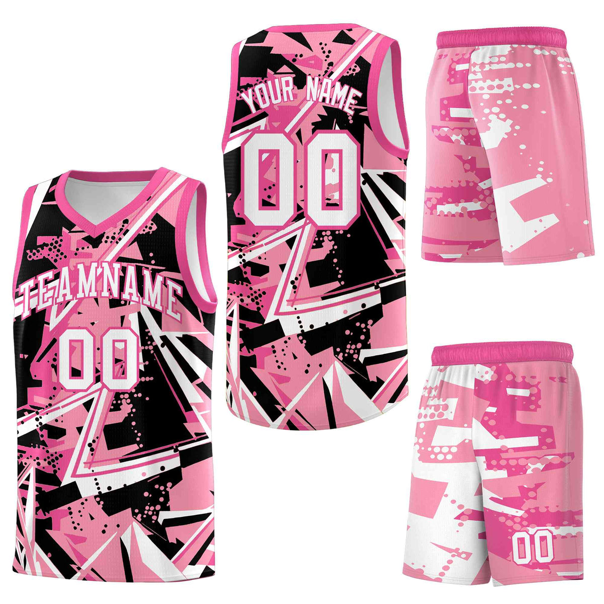 Custom Youth Basketball Jerseys Light Pink Rose Red Abstract Graffiti Personalized Team Name & Number