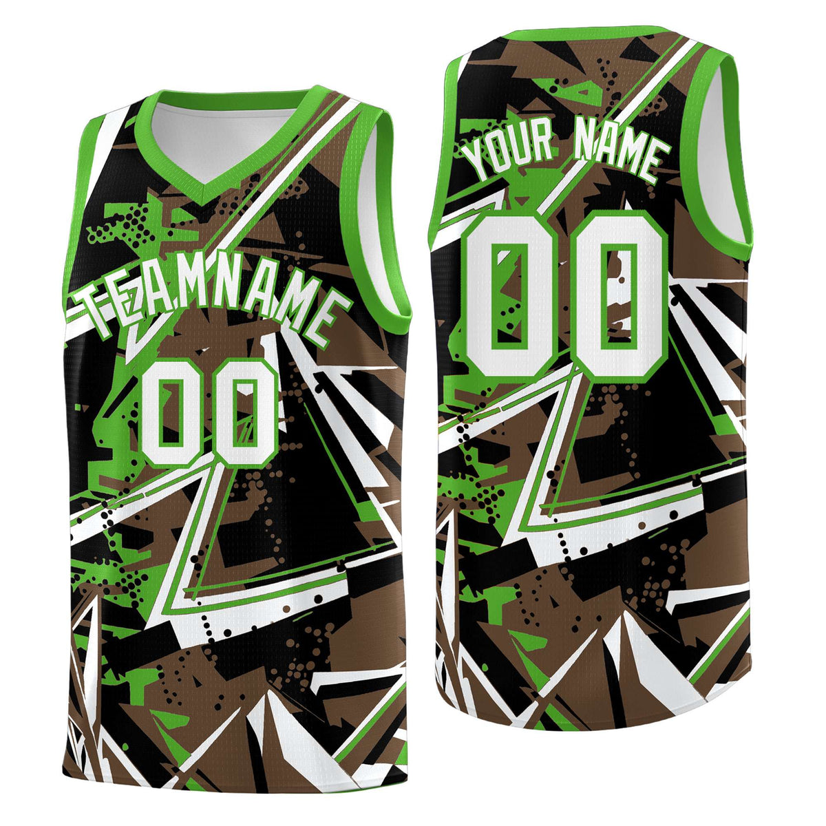 Custom Youth Basketball Jerseys Light Brown Light Green Abstract Graffiti Personalized Street Style Uniform