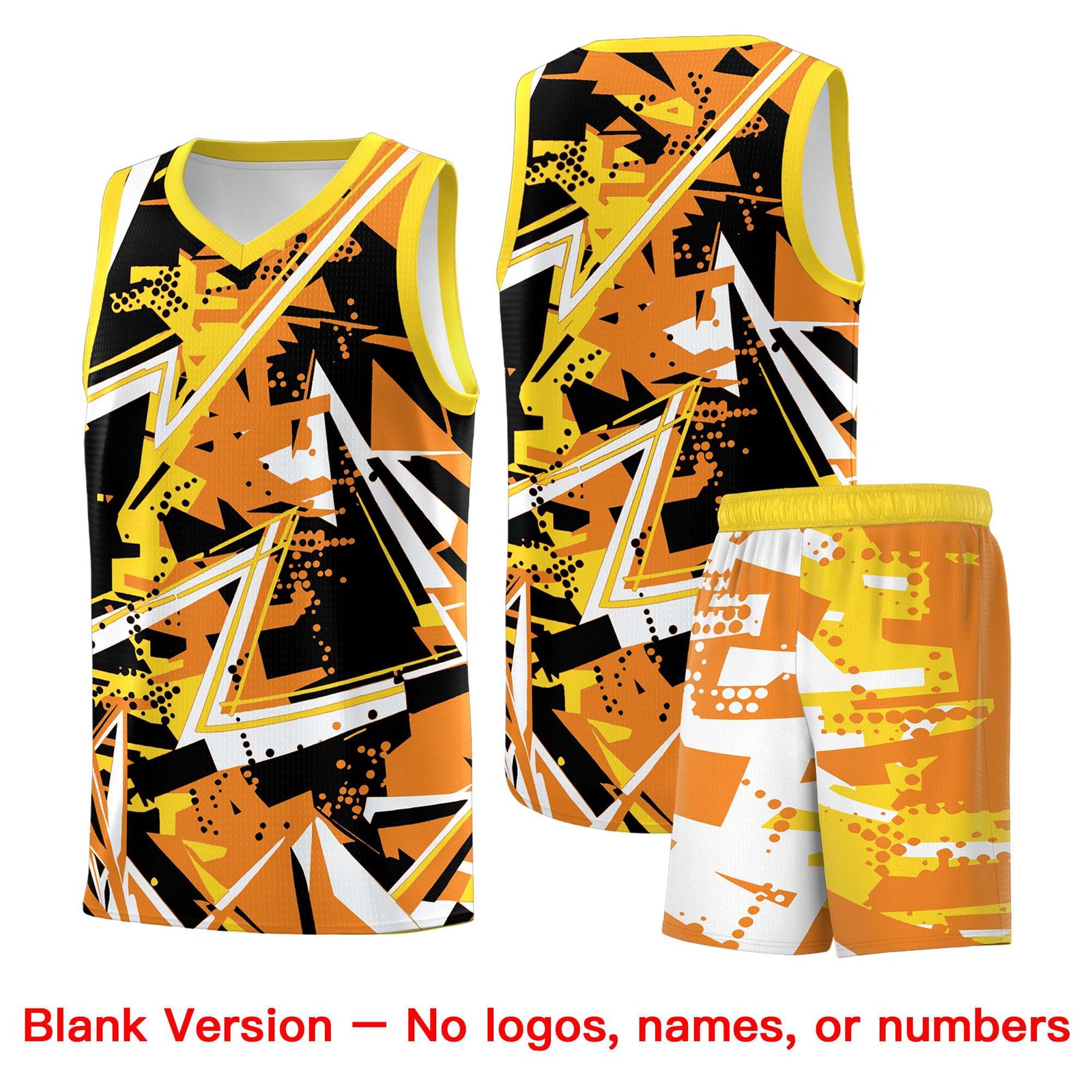 Custom Youth Basketball Jerseys Orange Gold Abstract Graffiti Personalized Street Style Uniform