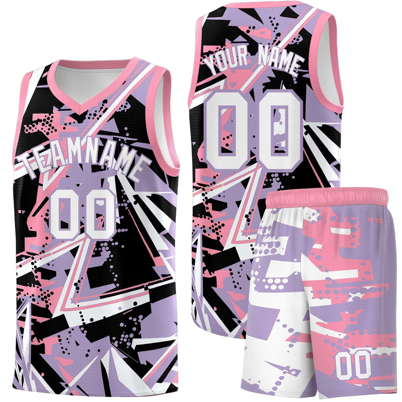 Custom Youth Basketball Jerseys Light Purple Pink Abstract Graffiti Personalized Team Name & Number