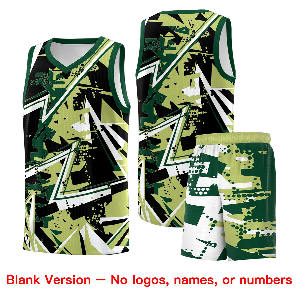 Custom Youth Basketball Jerseys Champagne Kelly Green Abstract Graffiti Urban Style Personalized Uniform