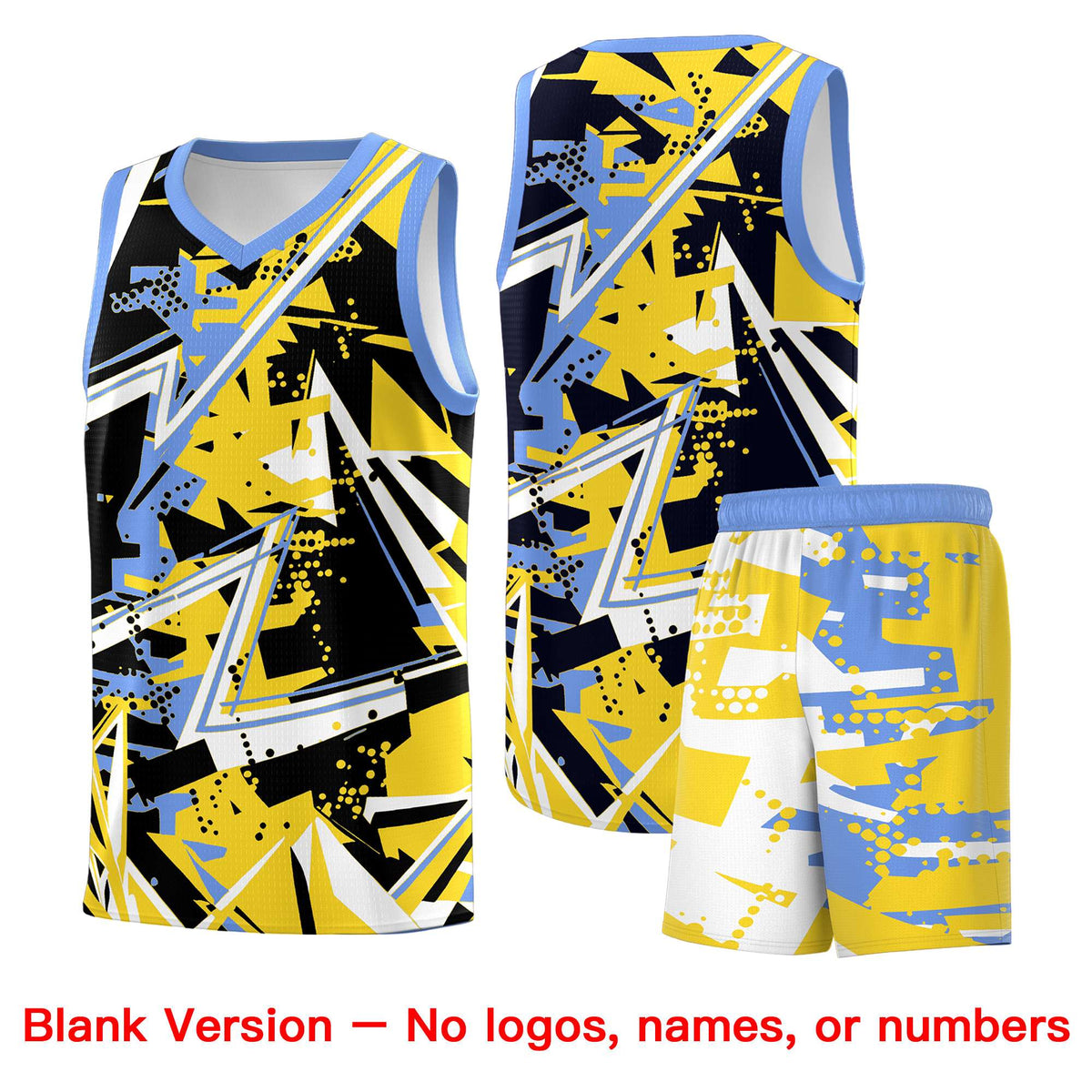 Custom Youth Basketball Jerseys Gold Light Blue Abstract Graffiti Urban Style Personalized Uniform
