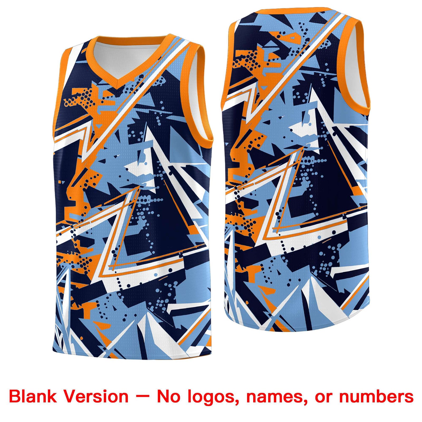 Custom Youth Basketball Jerseys Powder Blue Orange Abstract Graffiti Personalized Team Name & Number