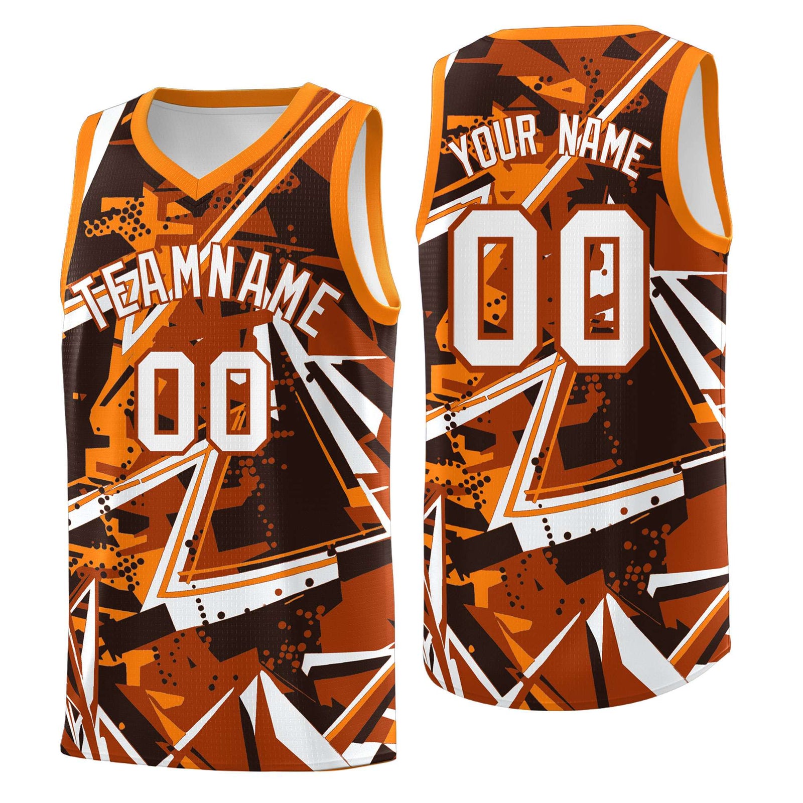 Custom Youth Basketball Jerseys Dark Orange Orange Abstract Graffiti Personalized Street Style Uniform