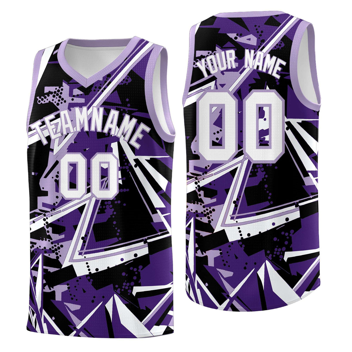 Custom Youth Basketball Jerseys Purple Light Purple Abstract Graffiti Urban Style Personalized Uniform