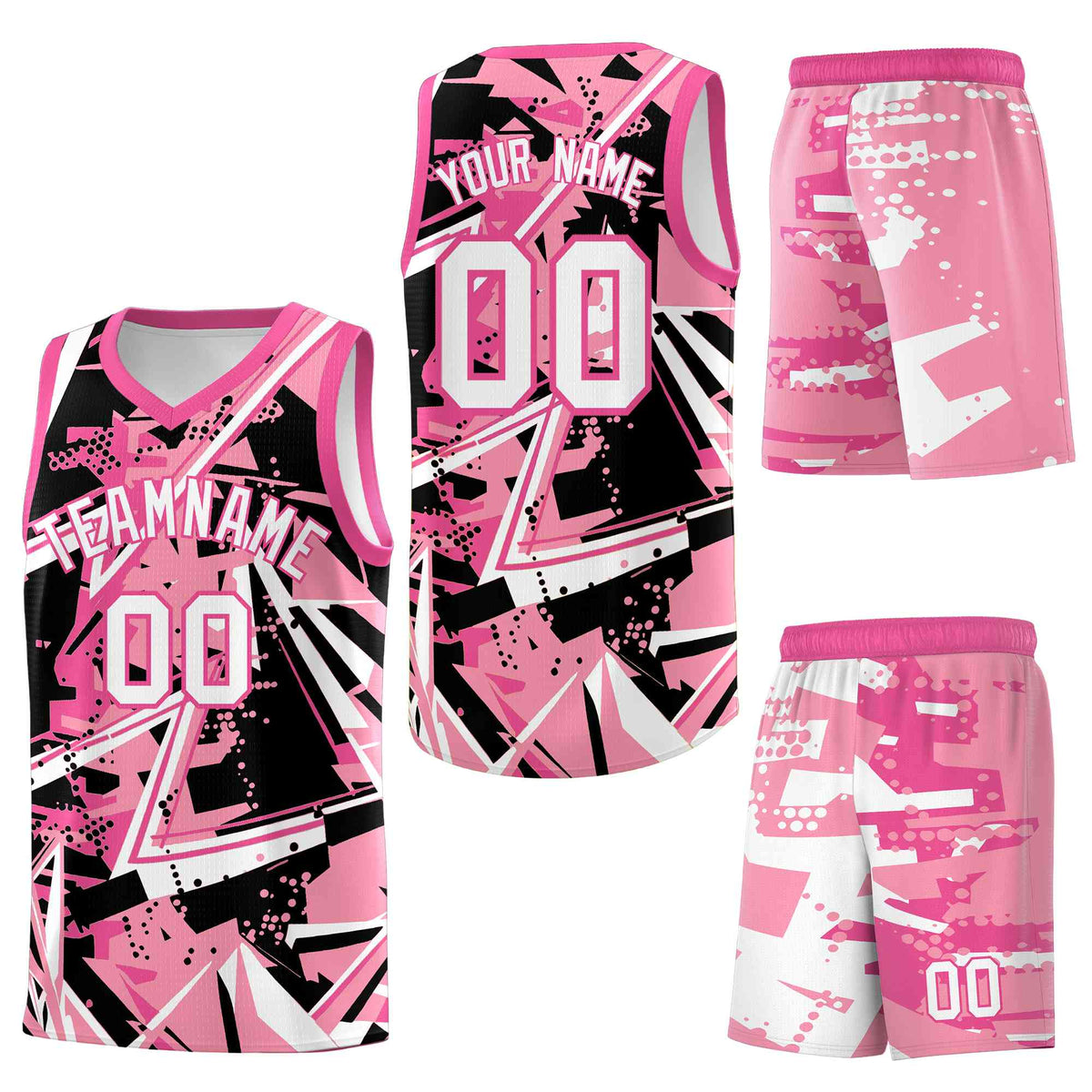 Custom Youth Basketball Jerseys Light Pink Rose Red Abstract Graffiti Personalized Team Name & Number