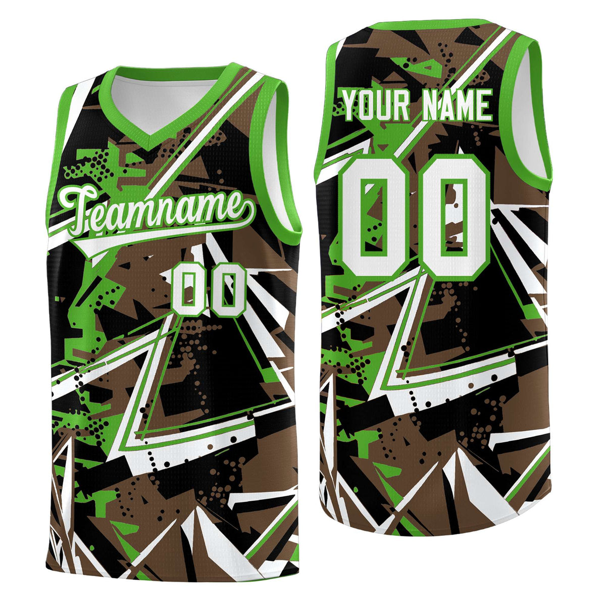 Custom Youth Basketball Jerseys Light Brown Light Green Abstract Graffiti Personalized Street Style Uniform