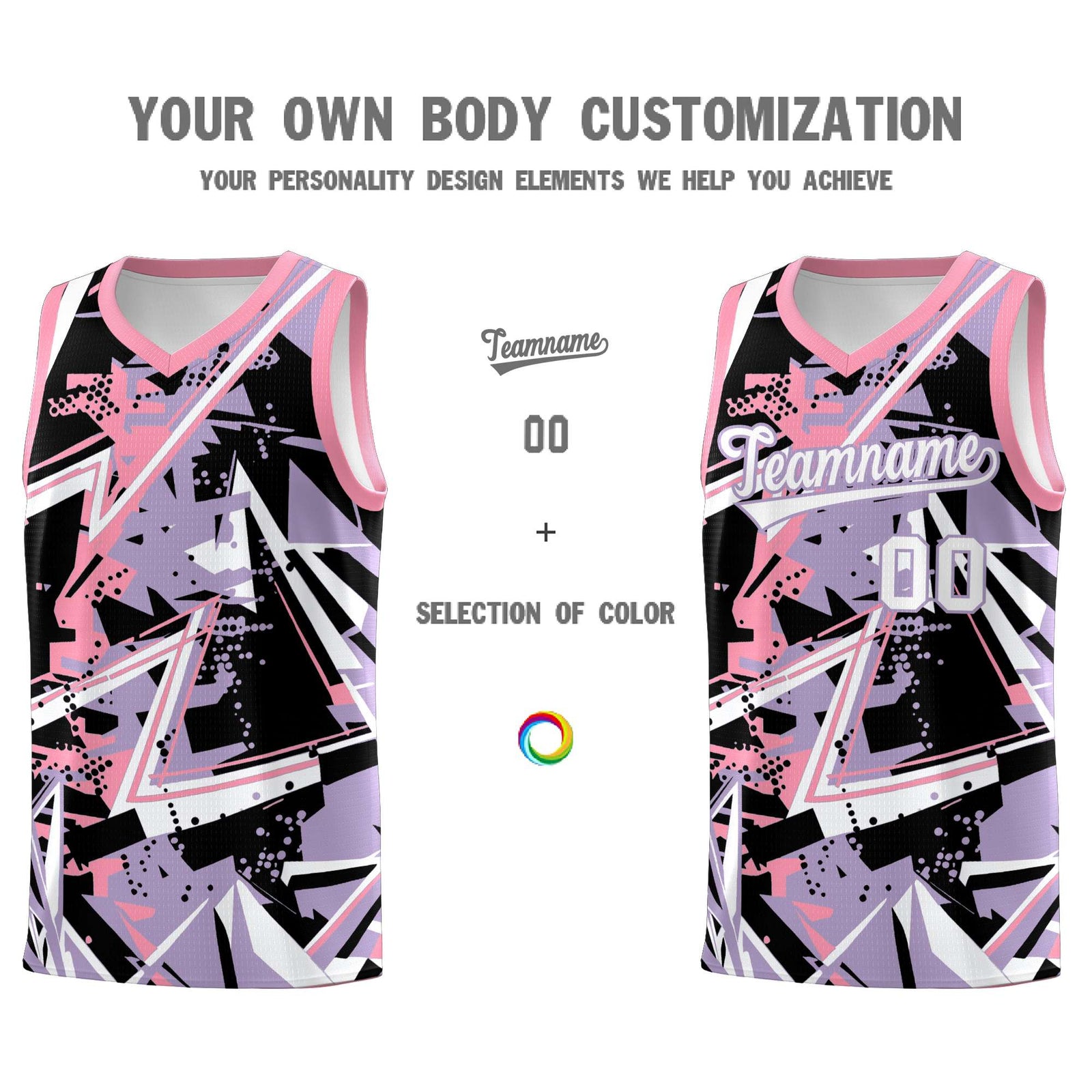 Custom Youth Basketball Jerseys Light Purple Pink Abstract Graffiti Personalized Team Name & Number