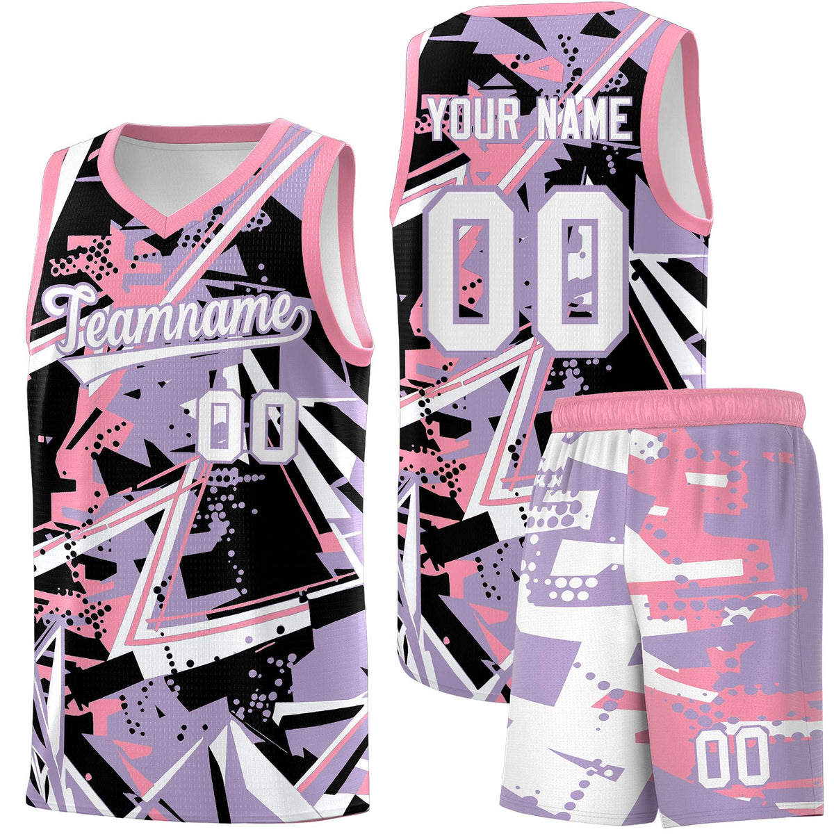 Custom Youth Basketball Jerseys Light Purple Pink Abstract Graffiti Personalized Team Name & Number