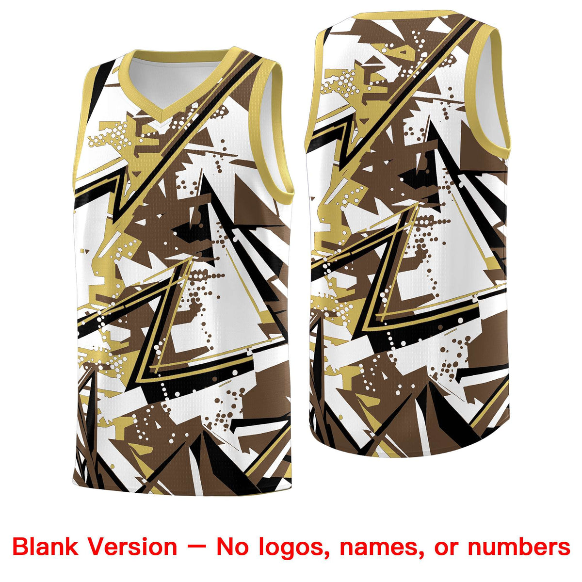 Custom Youth Basketball Jerseys Light Brown Old Gold Abstract Graffiti Personalized Team Name & Number