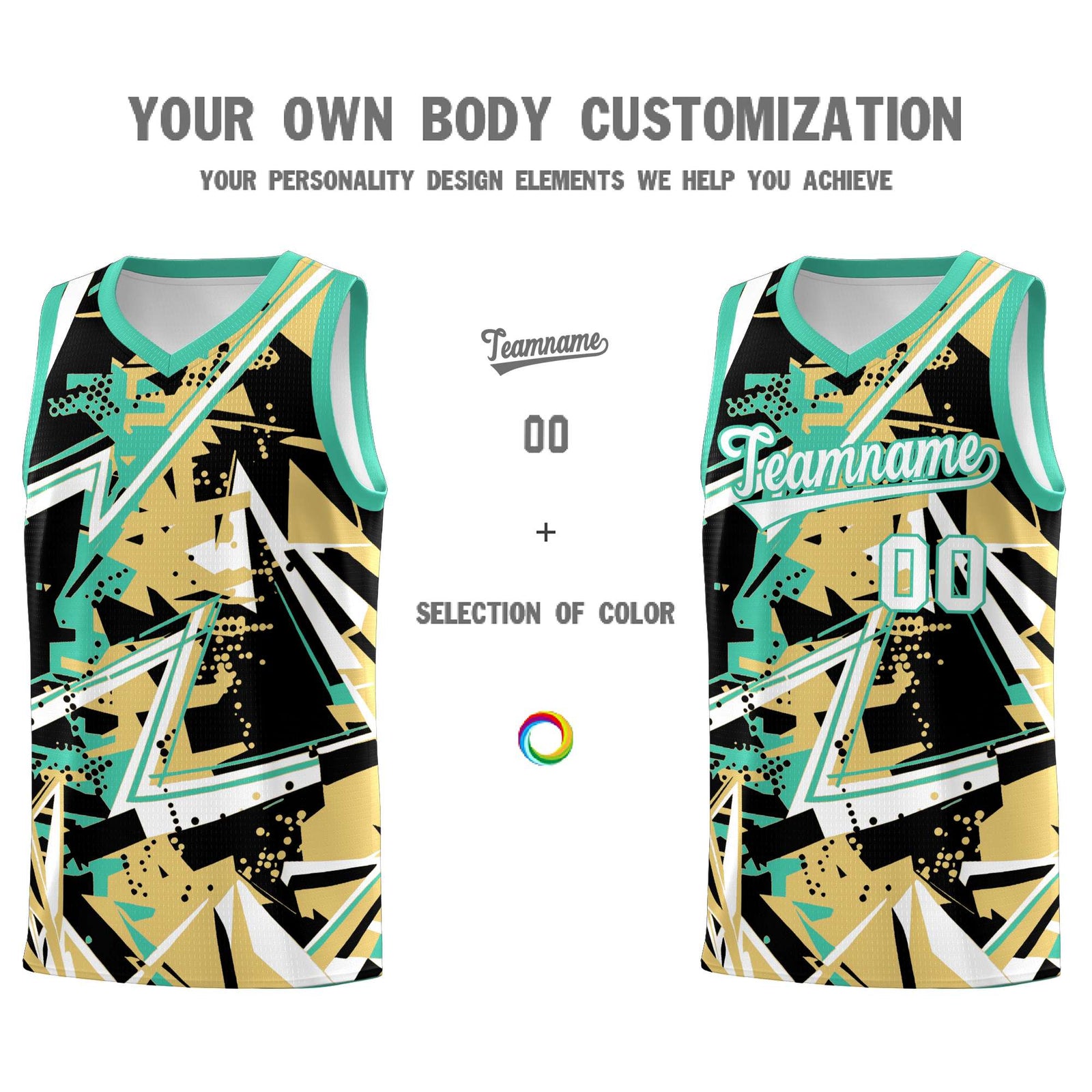 Custom Youth Basketball Jerseys Old Gold Bright Green Abstract Graffiti Personalized Street Style Uniform