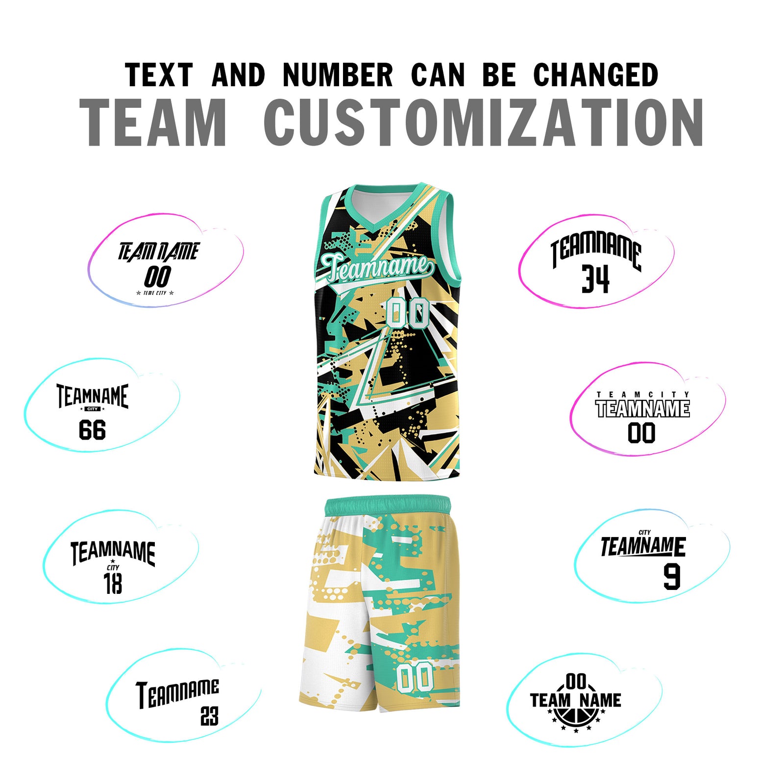 Custom Youth Basketball Jerseys Old Gold Bright Green Abstract Graffiti Personalized Street Style Uniform
