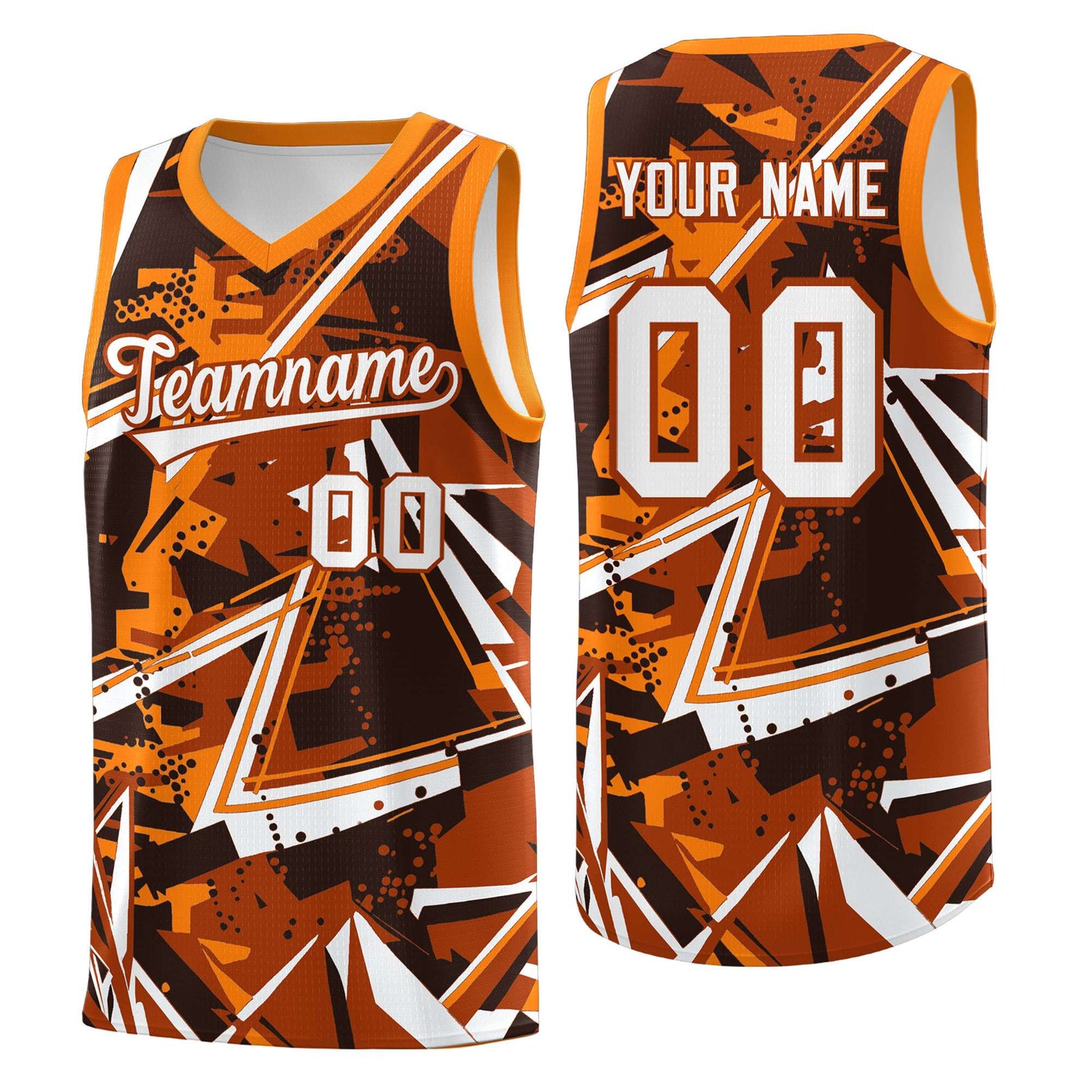 Custom Youth Basketball Jerseys Dark Orange Orange Abstract Graffiti Personalized Street Style Uniform