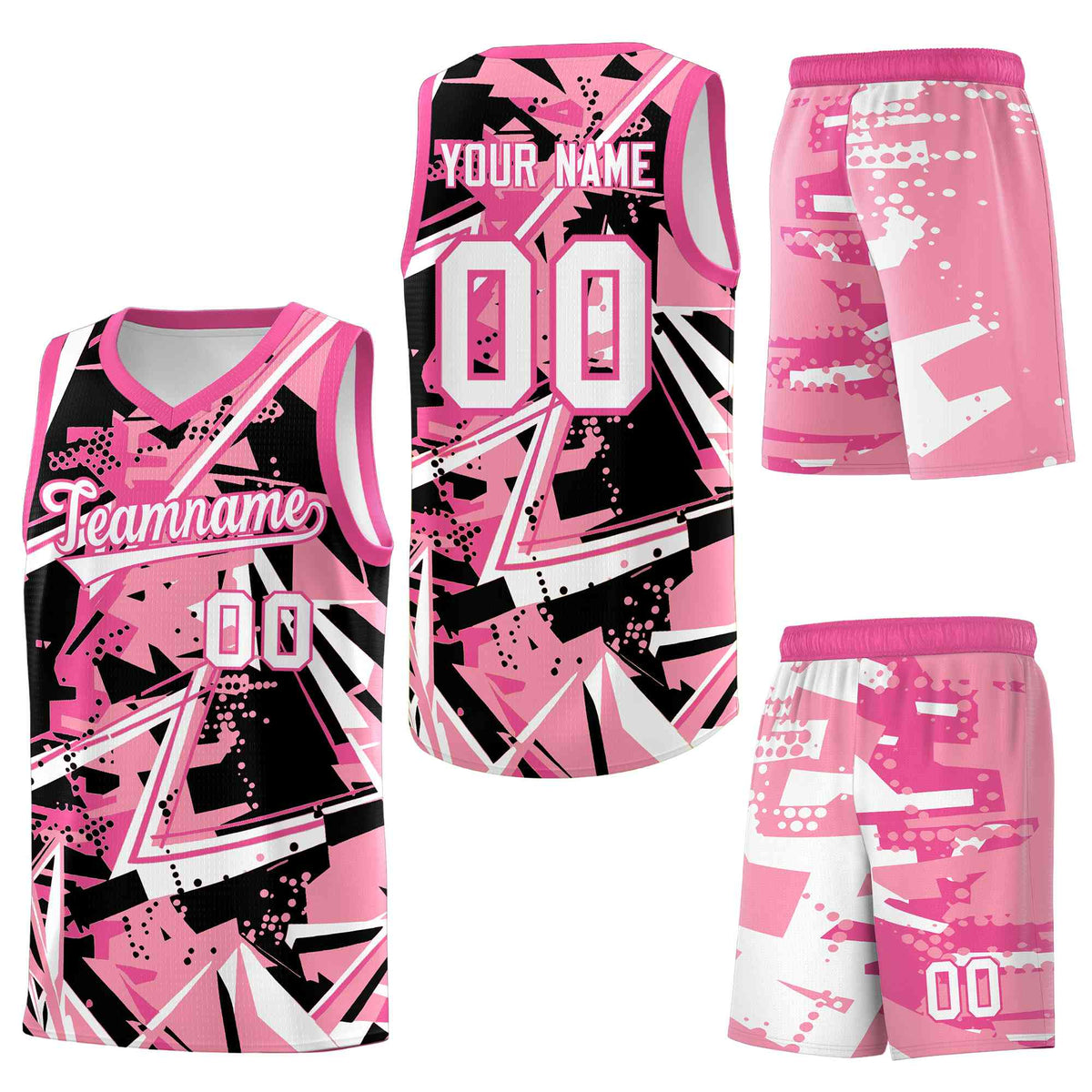 Custom Youth Basketball Jerseys Light Pink Rose Red Abstract Graffiti Personalized Team Name & Number
