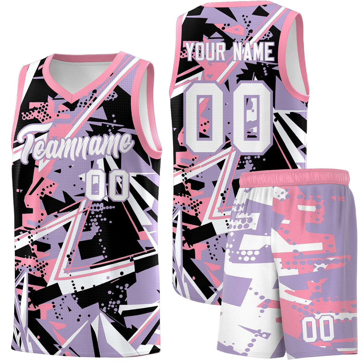 Custom Youth Basketball Jerseys Light Purple Pink Abstract Graffiti Personalized Team Name & Number