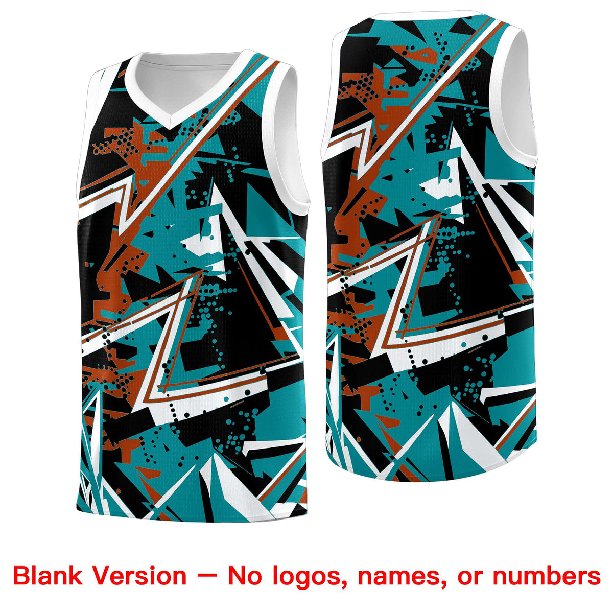 Custom Youth Basketball Jerseys Teal Dark Orange Abstract Graffiti Personalized Street Style Uniform