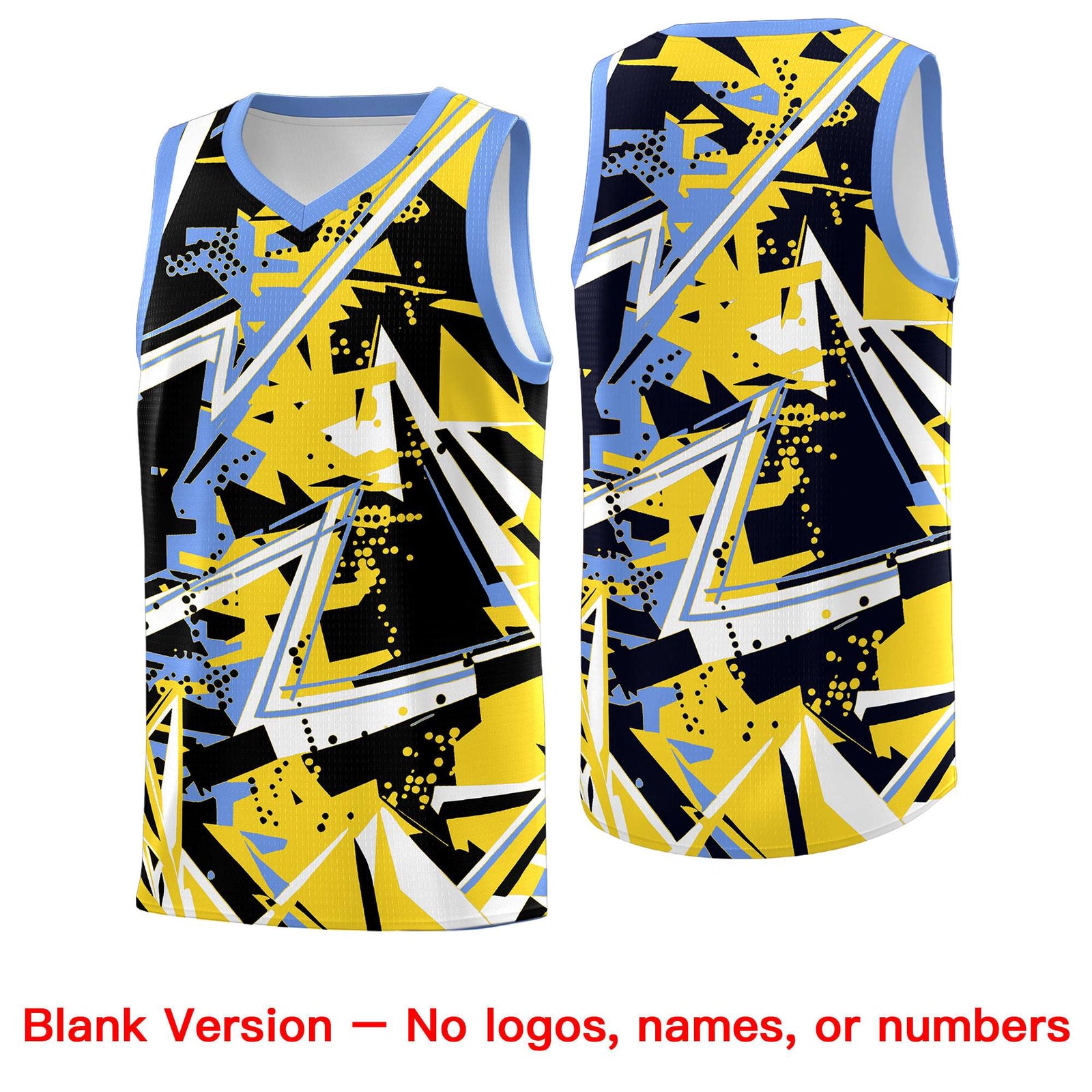 Custom Youth Basketball Jerseys Gold Light Blue Abstract Graffiti Urban Style Personalized Uniform